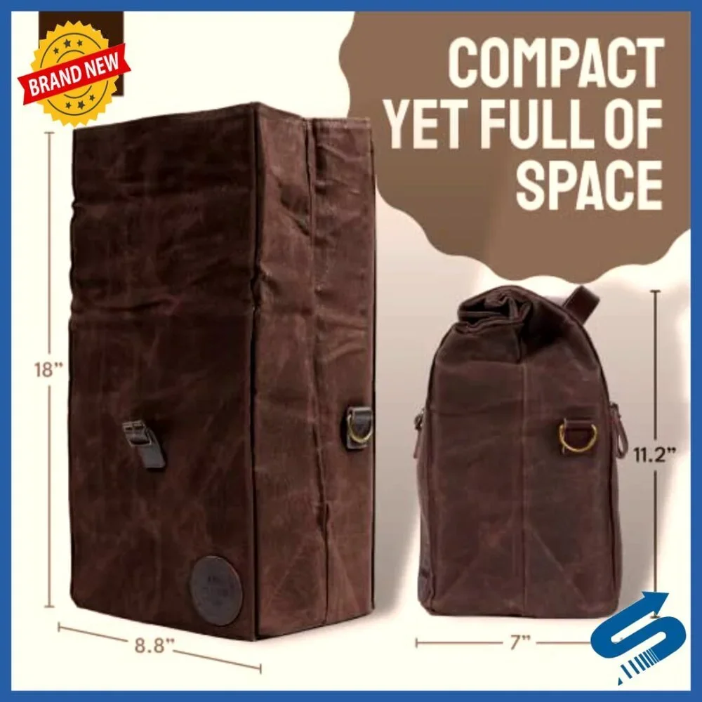 Insulated Lunch Tote Leakproof Waxed Canvas Cooler Bag with Shoulder Strap